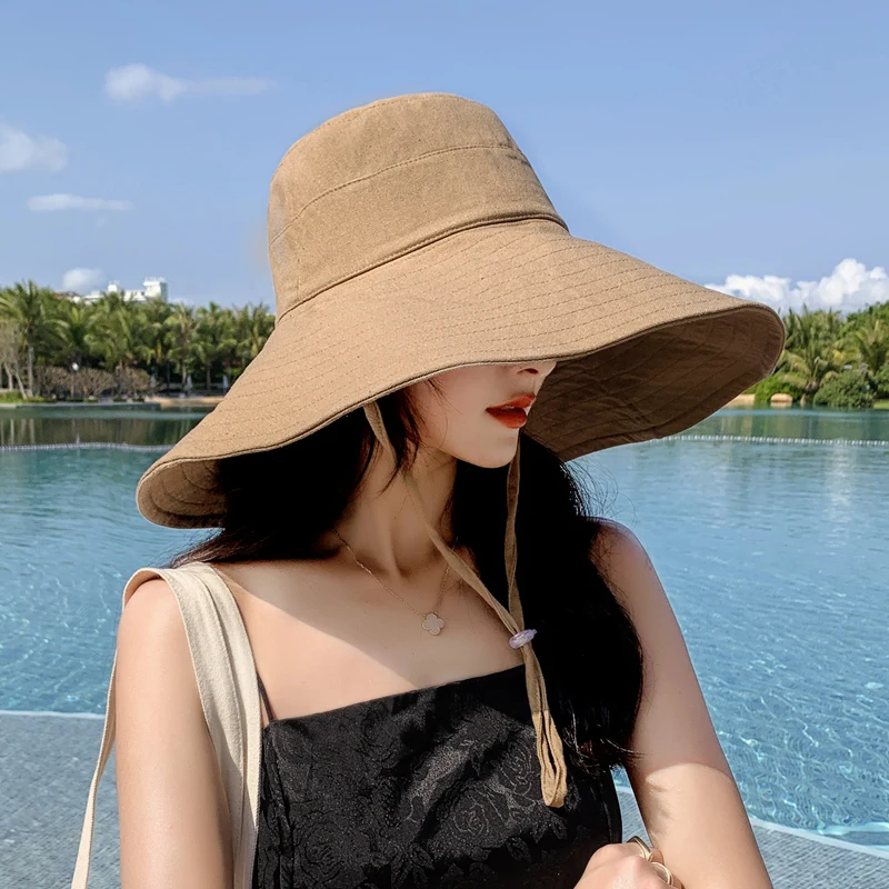 

Japan and South Korea Big Brim Hat Women's Spring and Summer Foldable Travel Sun Hat Sun Hat Solid Color Casual Fisherman Hat