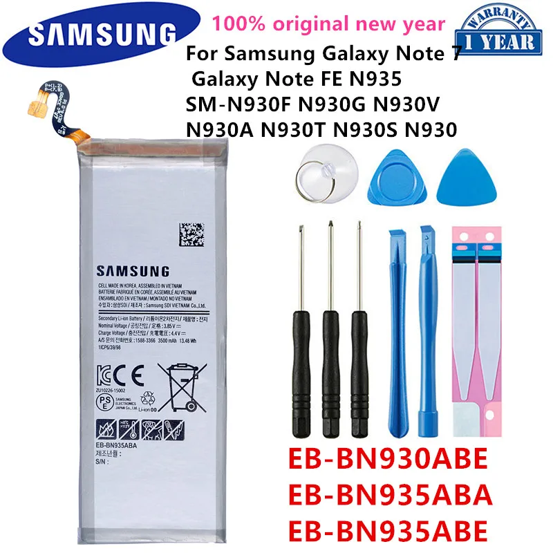 

SAMSUNG Orginal EB-BN930ABE EB-BN935ABA EB-BN935ABE 3500mAh Battery For Samsung Galaxy Note 7 Galaxy Note FE N935 +Tools Kits
