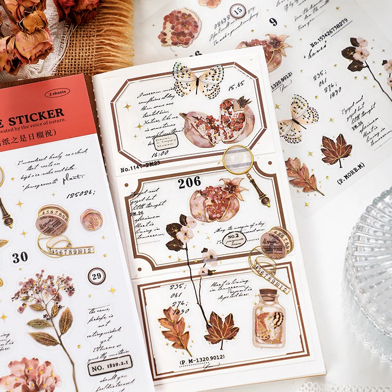 Водонепроницаемые наклейки с изображением растений и бабочек 2 шт. |