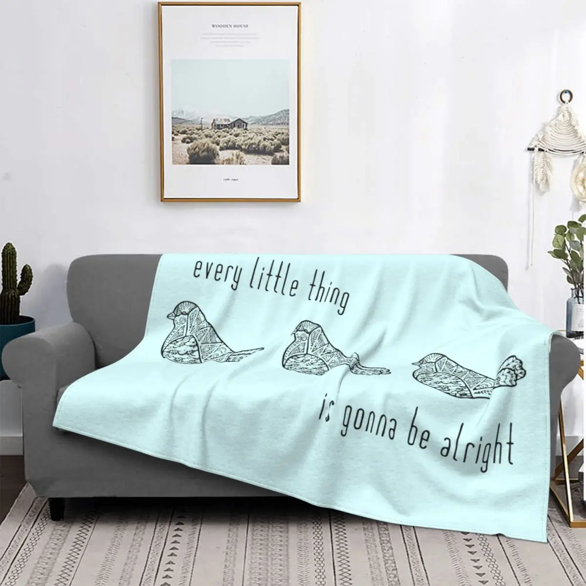 

Three Little Birds Black On Teal Flannel Fleece Throw Blanket Ajax Shaggy Fuzzy Quilt Home Sofa Bedroom Bedding Throws Child