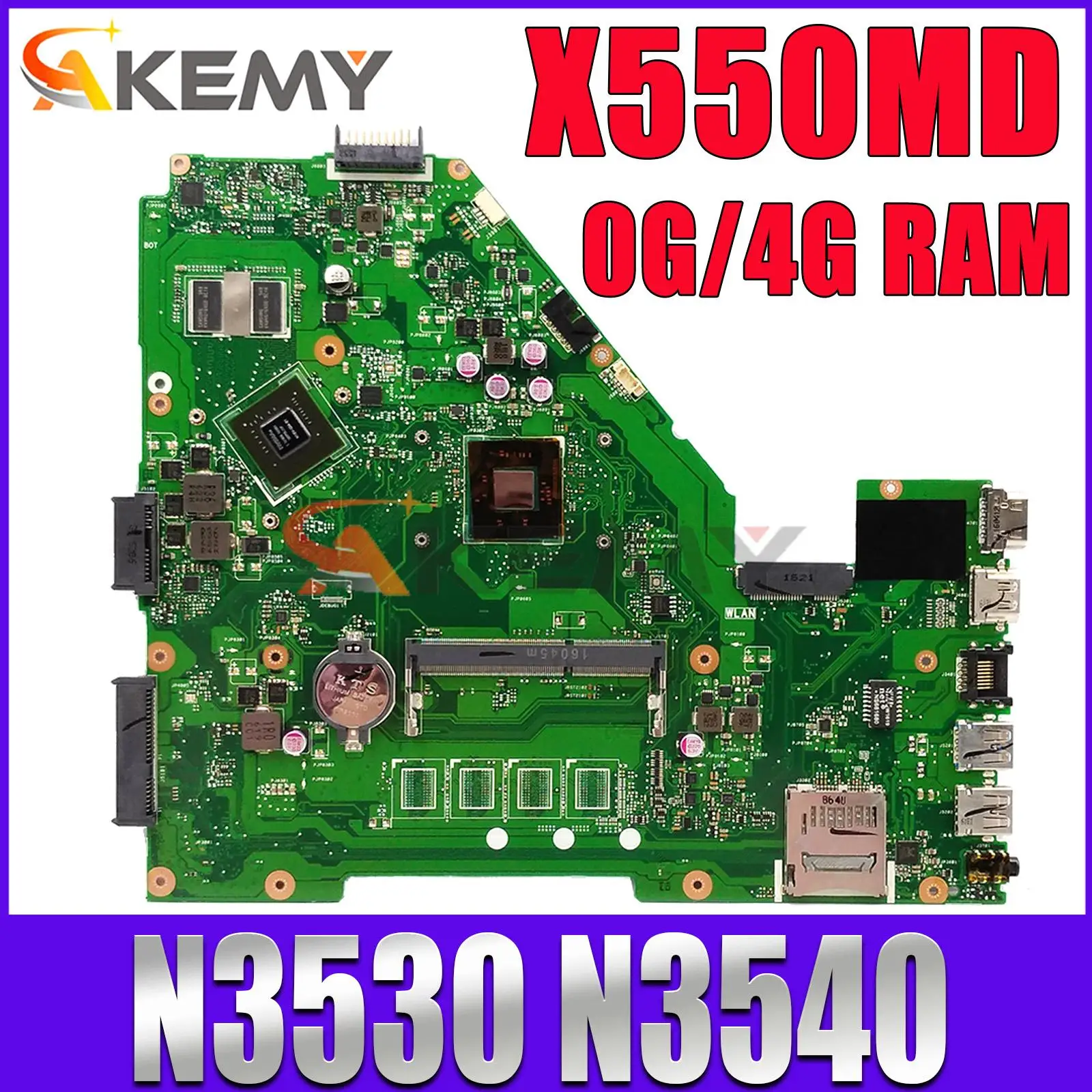 Материнская плата X550MD для ноутбука ASUS X550MJ X552M X550M X552MD X552MJ материнская плата для ноутбука 0 ГБ 4 ГБ RAM N3530 N3540 CPU