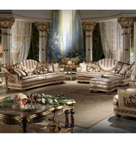 european fabric sofa combination italian living room furniture customized large family three seat sofa solid wood carved sofa