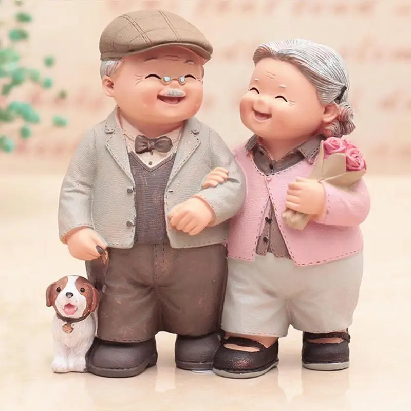

Couples Resin Figurine Wedding Anniversary Cake Topper Loving Elderly Couple Statue Elderly Couples Ornaments Home Decoration