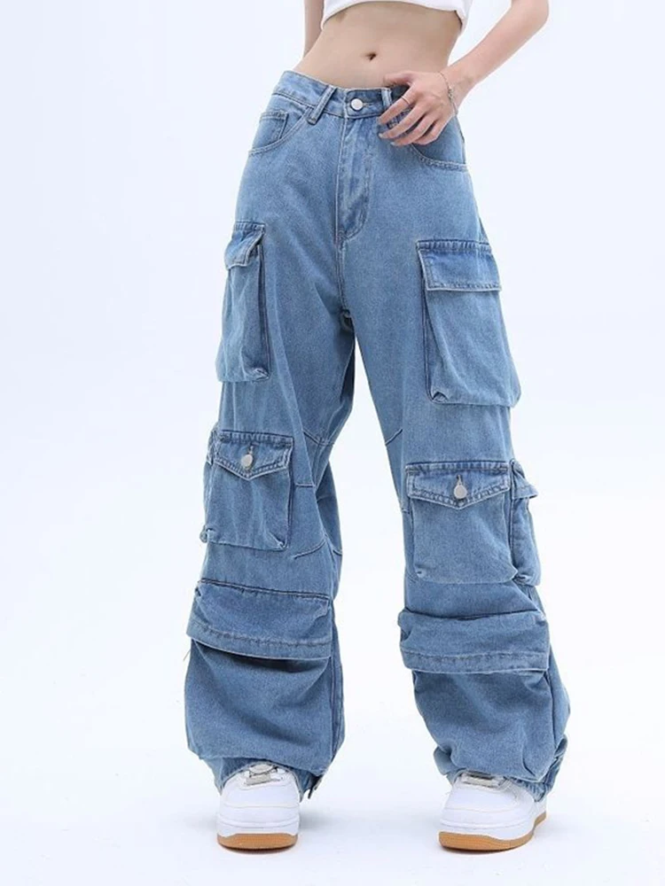 

Unisex High Street Cargo Pants Multi-Pocket Washable Loose Jeans Men And Women's Fashion Wide Leg Pants Women's Classic Jeans