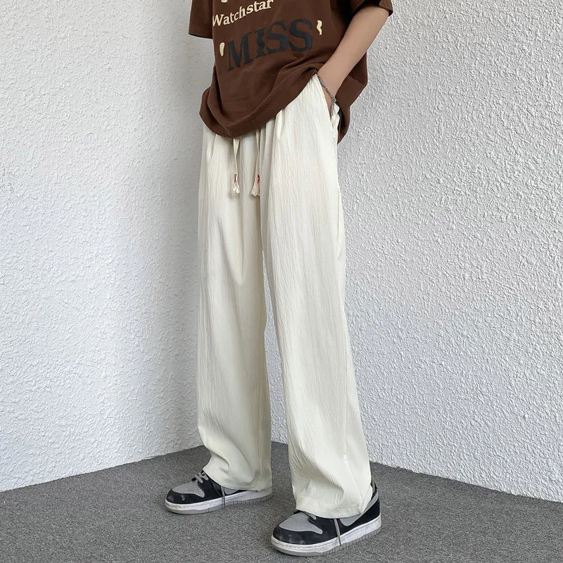 

Summer 3 Colors Thin Casual Pants Men's Fashion Wide Leg Pants Men Streetwear Hip Hop Loose Straight Pants Mens Trousers S-4XL