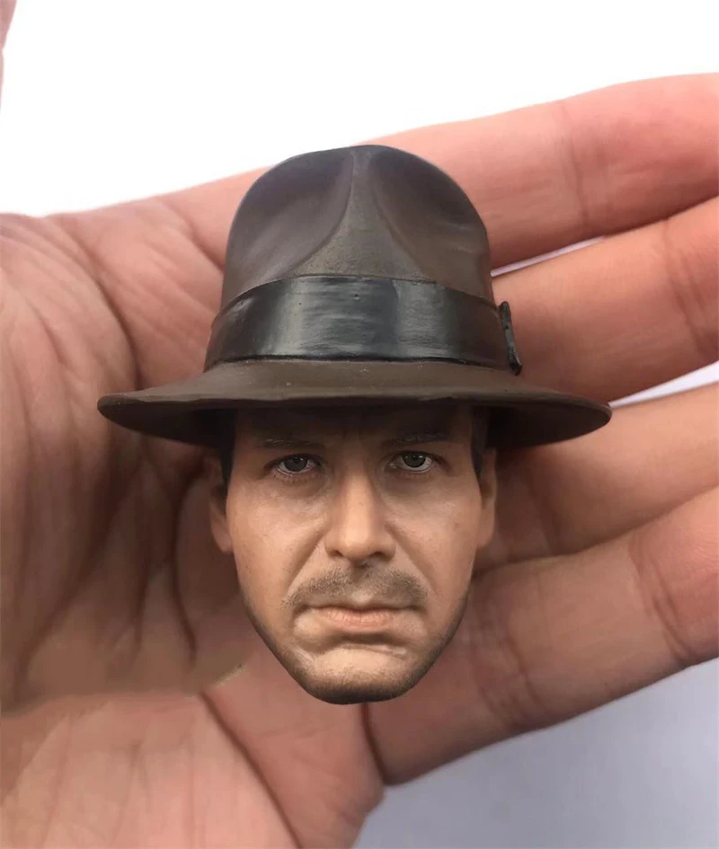 1/6 Male Indiana Jones Harrison Ford Western Cowboys Head Sculpture Carving For 12inch Action Figures DIY Collection