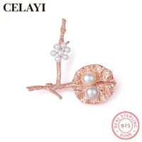celayi new fashion brooch for women pearl s925 silver brooch flower leaf corsage high end design sense dress jewelry accessories