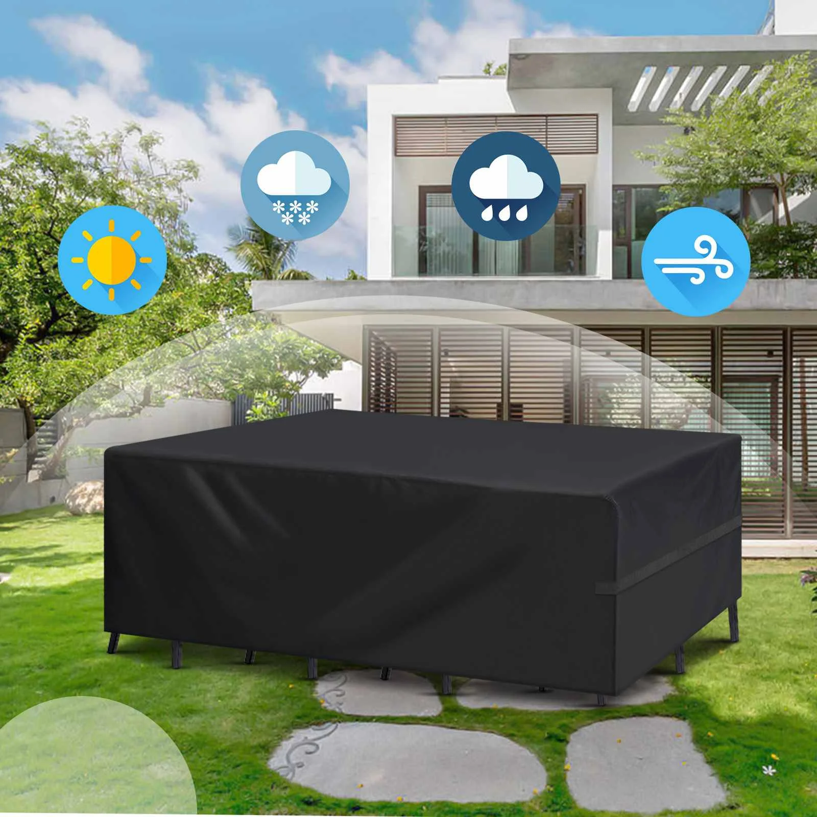 

Waterproof Oxford Polyester Furniture Dustproof Cover For Rattan Table Cube Chair Sofa Garden Patio Protective Rain Snow Cover