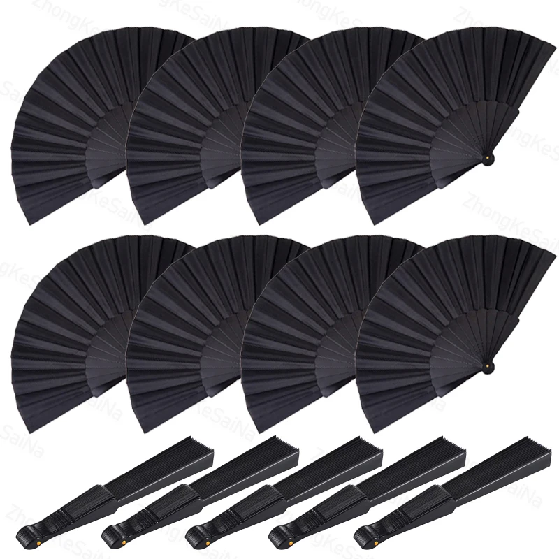 

30/20/10Pcs Black Handheld Folding Fan Oriental Cloth Fabric Fan Chinese Tai Chi Folding Fan for Dancing Wedding Gift Home Decor