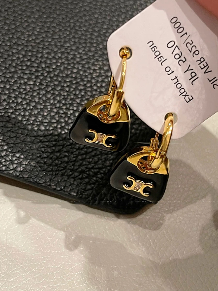 Paris [] Doro Arc De Earrings Women Light Luxury Black Enamel High-Grade Fashion