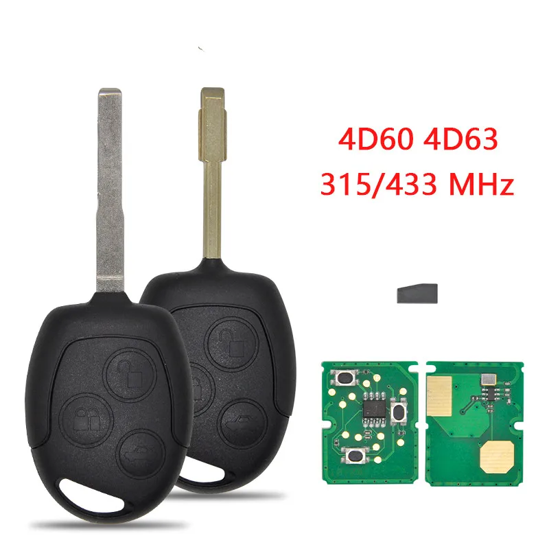 

3pcs Car Remote Key For Mondeo Ford Focus Fusion Fiesta Galaxy Transit 315/434 Mhz 4D63 Chip Auto Smart Control Key