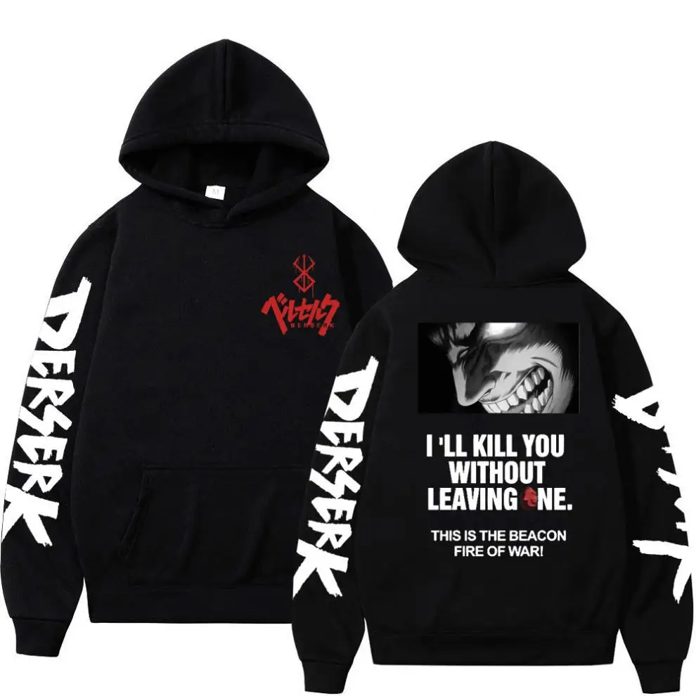 

2022 New Anime Berserk Guts Men/Women Hoodie Long Sleeve Loose Casual Sweatshirt Couple Style Unisex Streetwear Oversize Tee Top