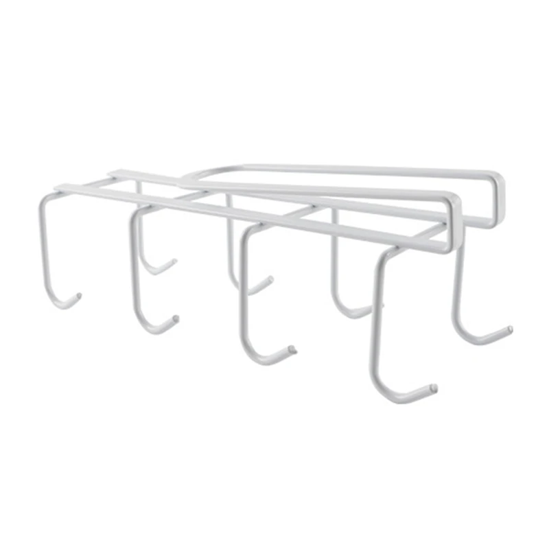 

Cup Hook Under Cabinet with 8 Hooks Coffee Mug Rack Holder Nail Free Hanger Kitchen Hanging Storage Rack