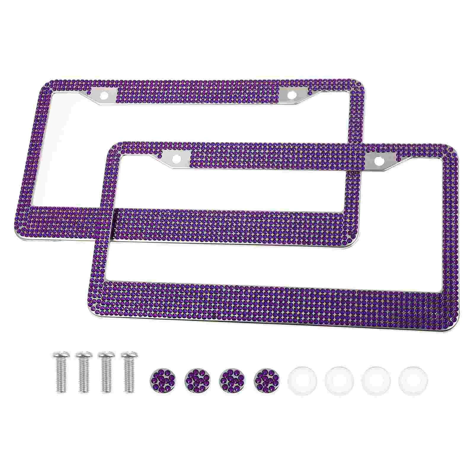 

2Pcs Car License Plate Frames Rhinestone License Plate Cover Car License Frames License Frames Cover Car Accessories Purple