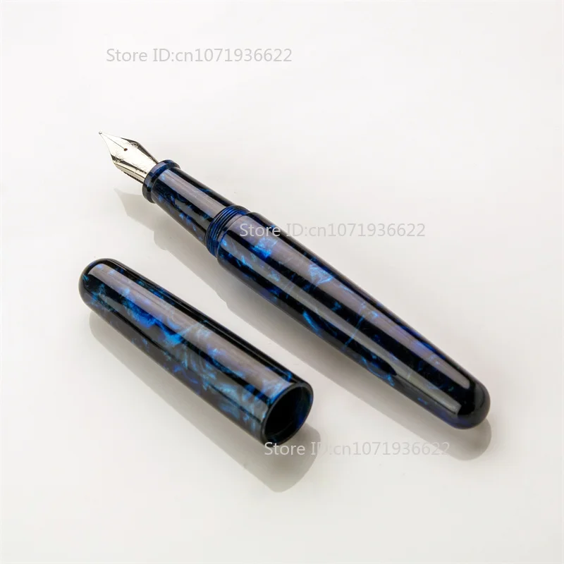 Фото Перьевая ручка Tangmoon C6 Blue Silver, ручка для каллиграфии из смолы премиум-класса, наконечник BOCK EF F для практики письма и подарков, офисные принадлежности №5