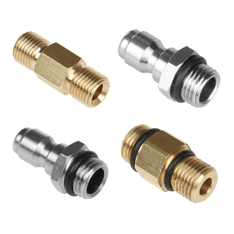 

K1KA Pressure Washer Adapter Coupler M22 Swivel to 3/8 Inch Quick Connect 5000 PSI G1/4-M14 Double Nipple M14 Male G1/4 Male