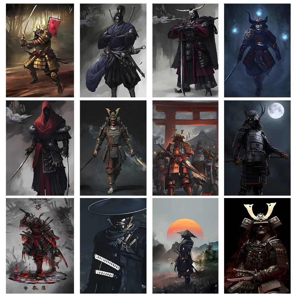 

Japan Samurai Canvas Poster Home Wall Art Hanging Paintings Prints Pictures Bedroom Living Room Decor Murals Shop Bar Decoration