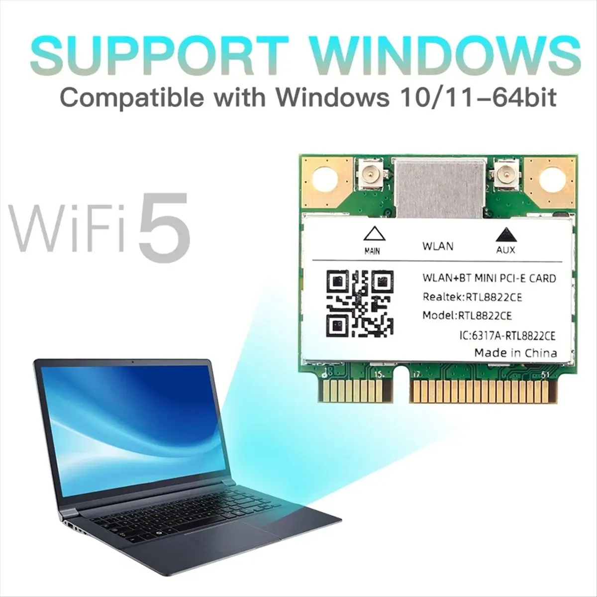 Фото Двухдиапазонная Wi-Fi карта Mini PCIe RTL8822CE 1200 Мбит/с: Новинка в наличии №4