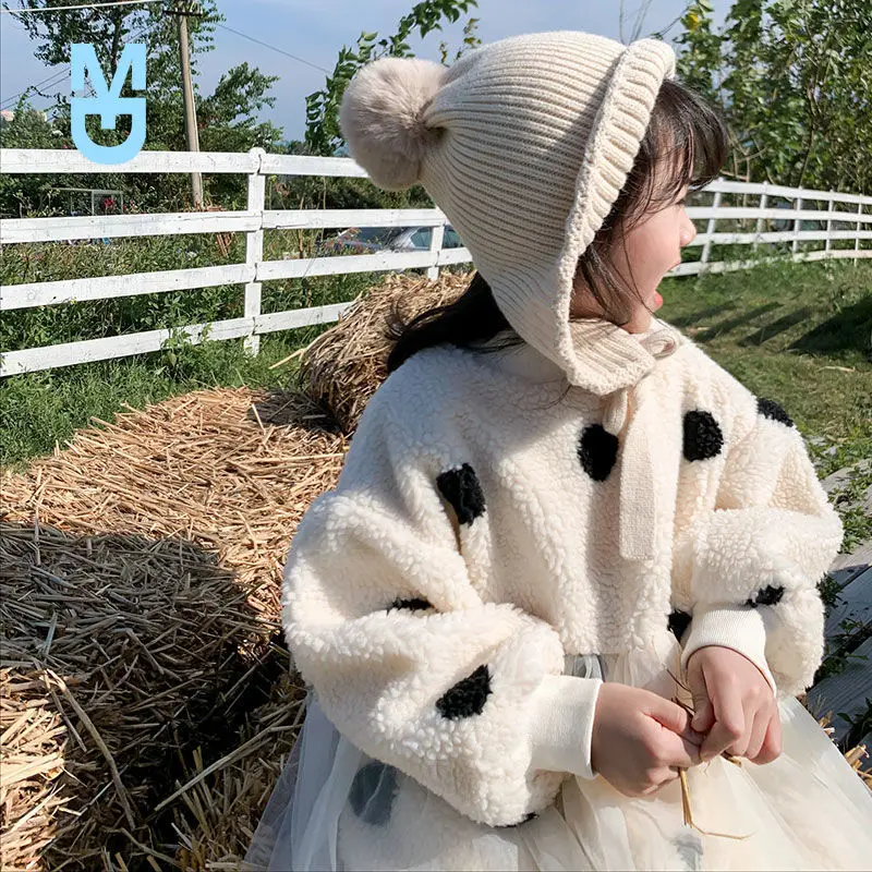 

New 2022 Girls Baby Fashion Dot Cashmere Warm Winter Dress Fashion Kids Mesh Princess Birthday Dresses Children Vestidos Clothe