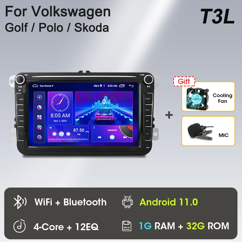 

Srnubi Автомагнитола Android 12 для Volkswagen VW Polo Golf Passat B6 B7 Skoda Jetta мультимедийный плеер 2din Carplay GPS аудио стерео