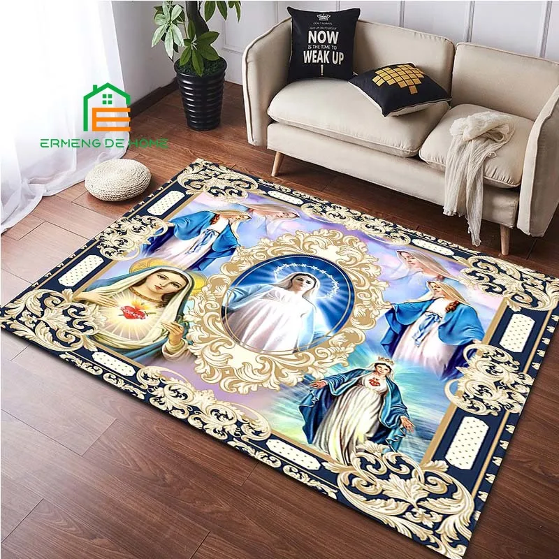 

Virgin Mary Carpets for Bedroom Living Room Kitchen Floor Mats Home Decor Non-Slip Floor Pad Rug 14 Sizes