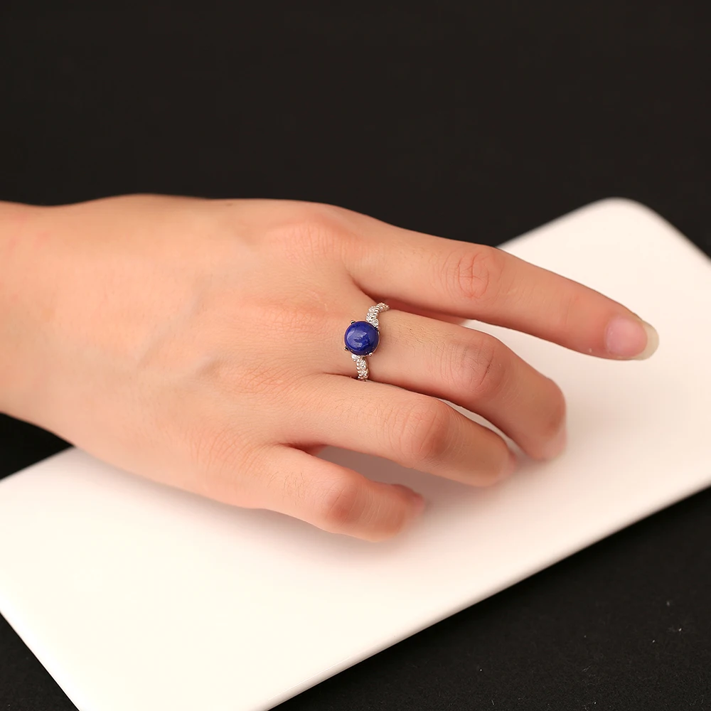 8*8 мм натуральный камень лазурит кольцо из стерлингового серебра 925 пробы