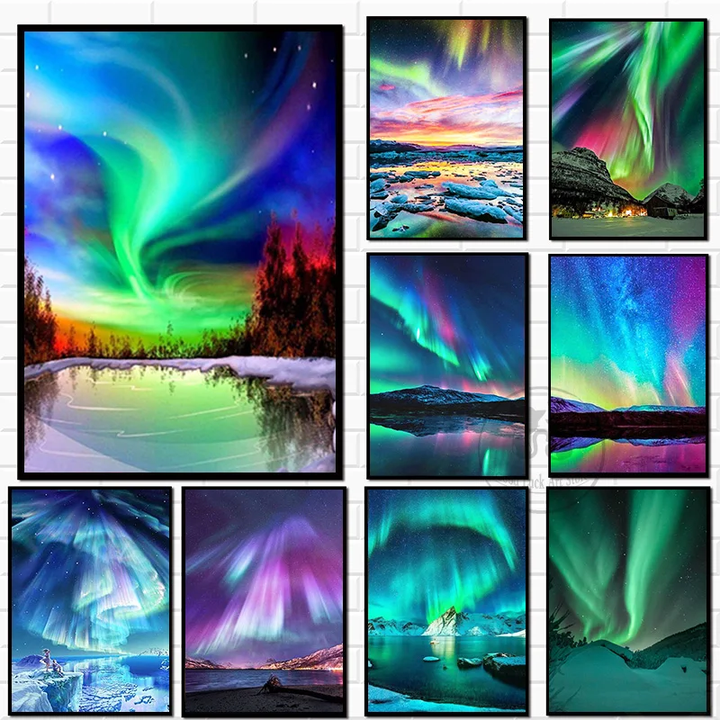 Картина на холсте Аврора пейзаж природный Настенная картина HD печать для