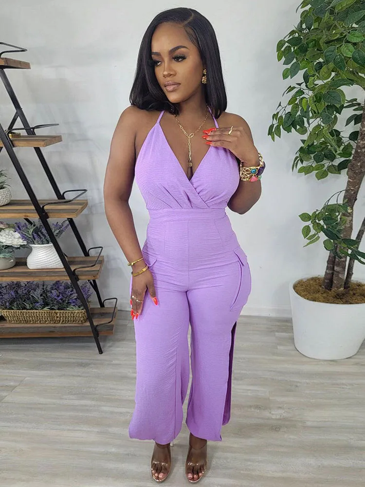 

Женский комбинезон со шнуровкой и V-образным вырезом, с карманами