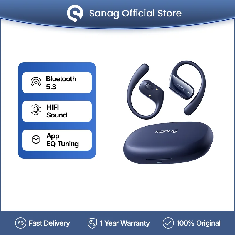 Фото Sanag G3S Наушники с открытыми наушниками Bluetooth Беспроводные Bluetooth 5.4 Наушники IPX5 Водонепроницаемые спортивные ушные крючки с воздушной проводимостью №1