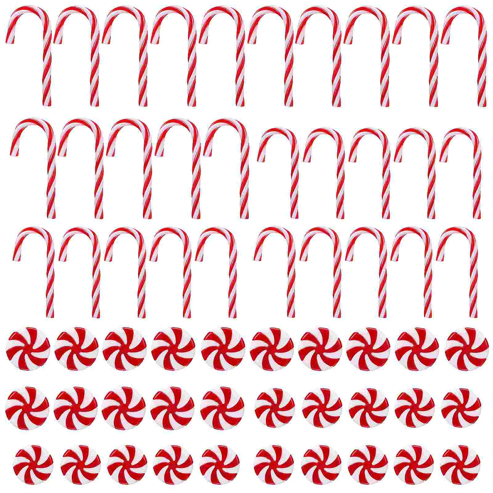 

60 Pcs Candy Decorations Christmas Xmas Lollipop Tree Ornaments Crutches Hanging Decors