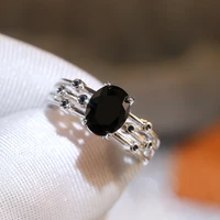 new arrival exquisite princess cut black oval zircon rings for women fashion wedding party bands jewelry dropshipping