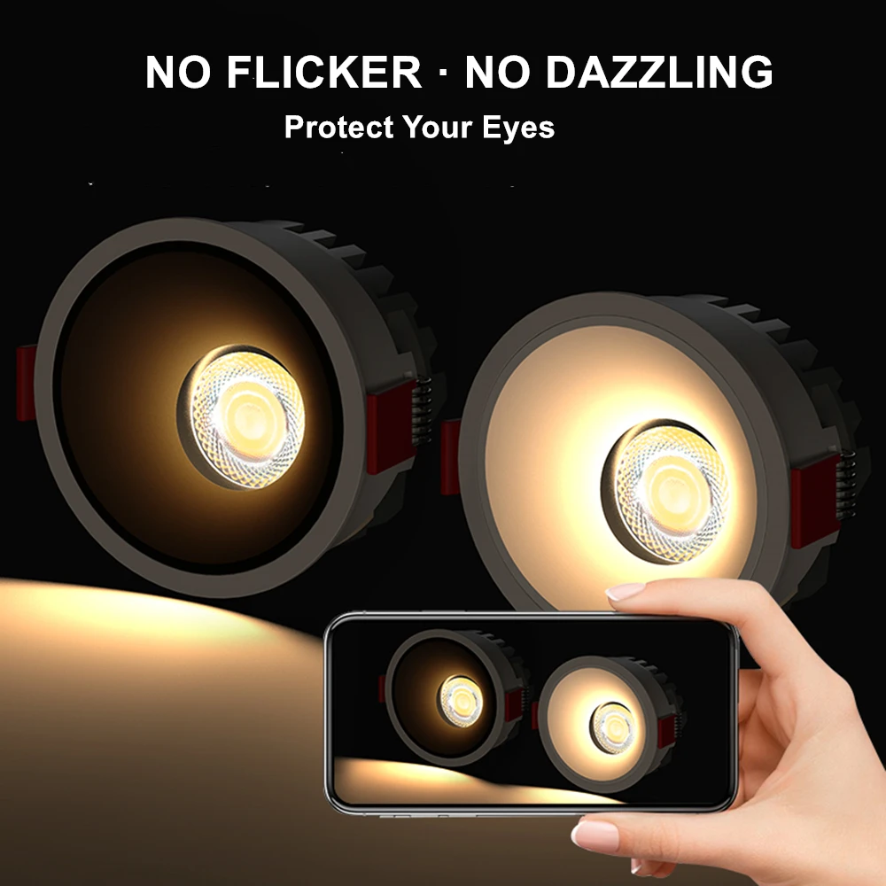 [DBF]2022 Thin Round LED Recessed Downlight Dimmable 15W 12W 7W AC85-265V Anti-Glare Ceiling Spot Light Bedroom Living room |