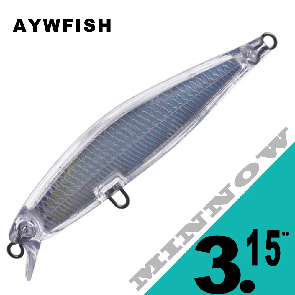 

AYWFISH 15PCS / Lot Unpainted 3.15IN 4.3G Crank Minnow Rattle Balls Mini Fishing Hard Bait DIY Floating Artificial Wobbler Blank