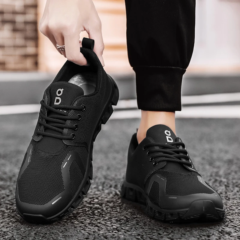 Men's Running Shoes Lace Up Men's Shock Absorbing Sports Shoes Lightweight and Comfortable Mesh Breathable Walking Sports Shoes