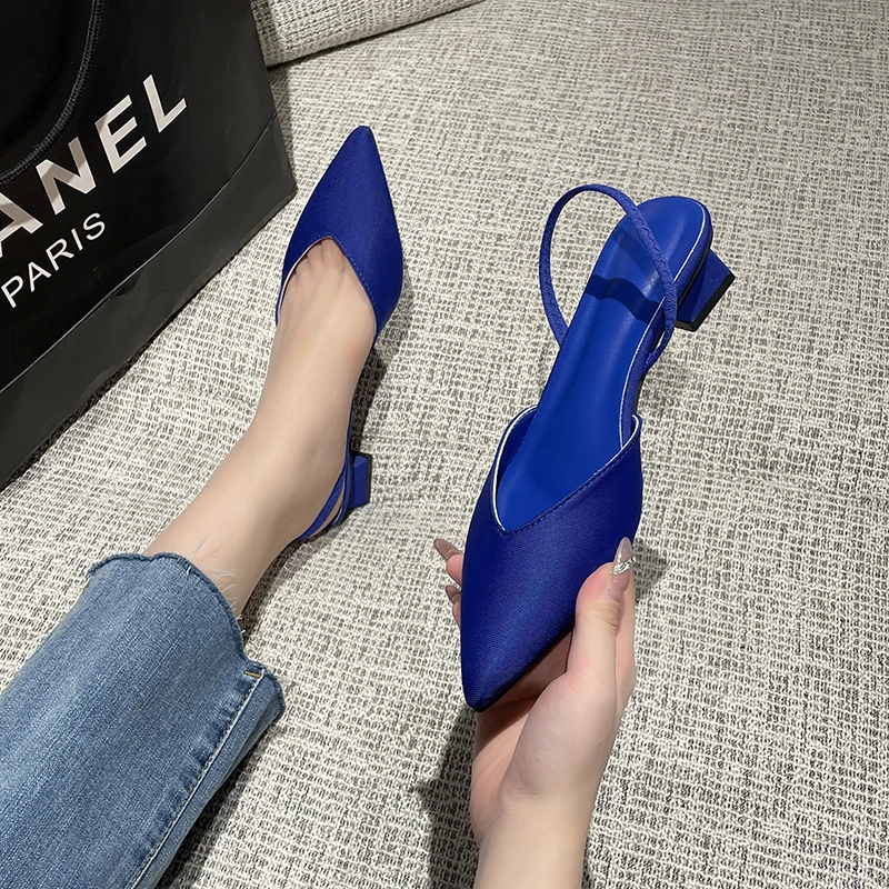 

Брендовые женские туфли на высоком каблуке, новинка 2023, женские туфли-лодочки с острым носком, удобные туфли на высоком массивном каблуке, ж...