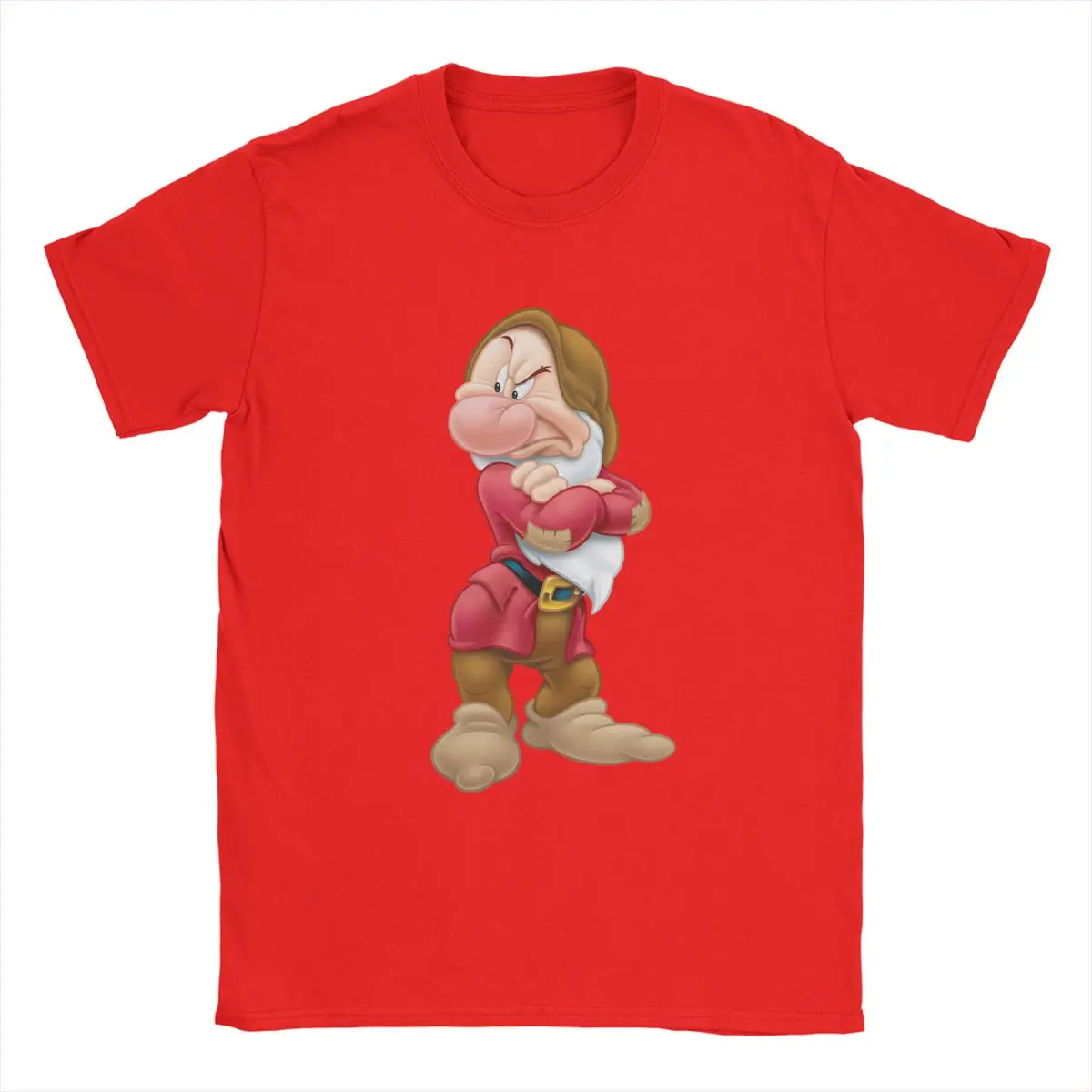 Men's T-Shirt Disney Seven Dwarfs Grumpy Casual Cotton Tees Short Sleeve T Shirt O Neck Clothing Birthday Gift