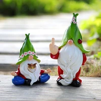 creative garden decor resin sculpture handmade craft ornaments dwarfs figurine gnome statue with solar lamp