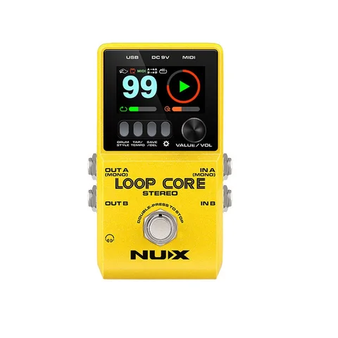 Стерео входы/выходы NUX Loop Core и вход MIDI-управления, стерео-сердечник he Loop позволяет создавать до 6 часов музыки