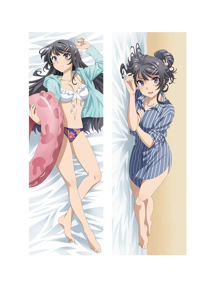 Long Body Throw Pillow Cover Mai Sakurajima Rascal Does Not Dream of Bunny Girl Senpai Aobuta Double-Sided Printing  Waist