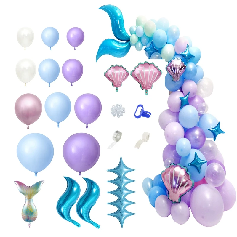 

136Pcs Little Mermaid Tail Latex Balloon Set Garland Arch Kit Happy Birthday Party Wedding Decorations