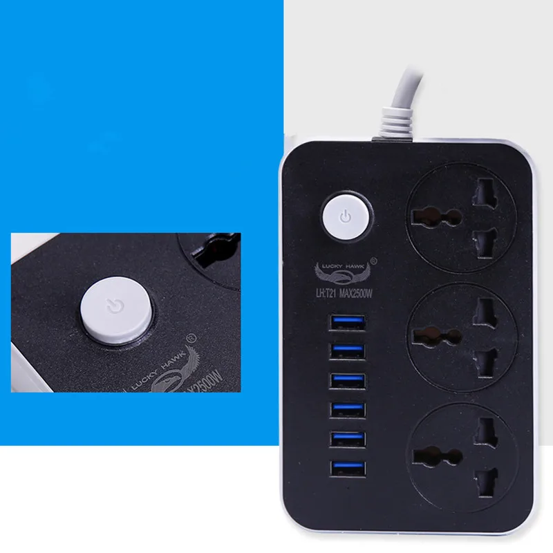 EU Plug Power Strip 3.4A Fast Charging 6 USB Extension Socket Switch Universal Outlets 3 Adapter Network filter for Phones | Обустройство
