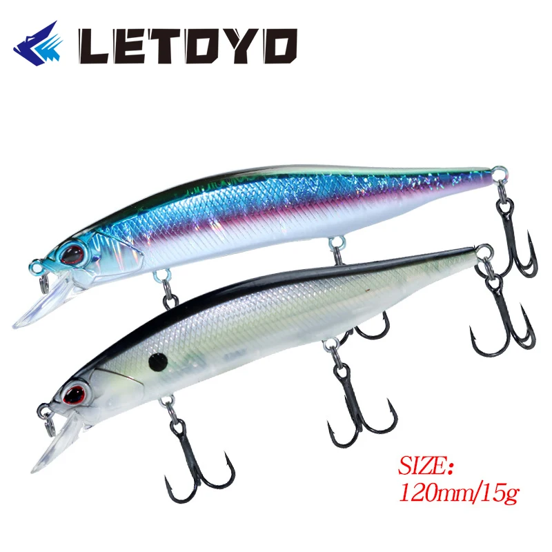 

LETOYO Floating Minnow 120mm 15g Long Casting Bass Fishing Lure Wobblers Trolling Artificial Hard Bait Lifelike Pike Propbaits