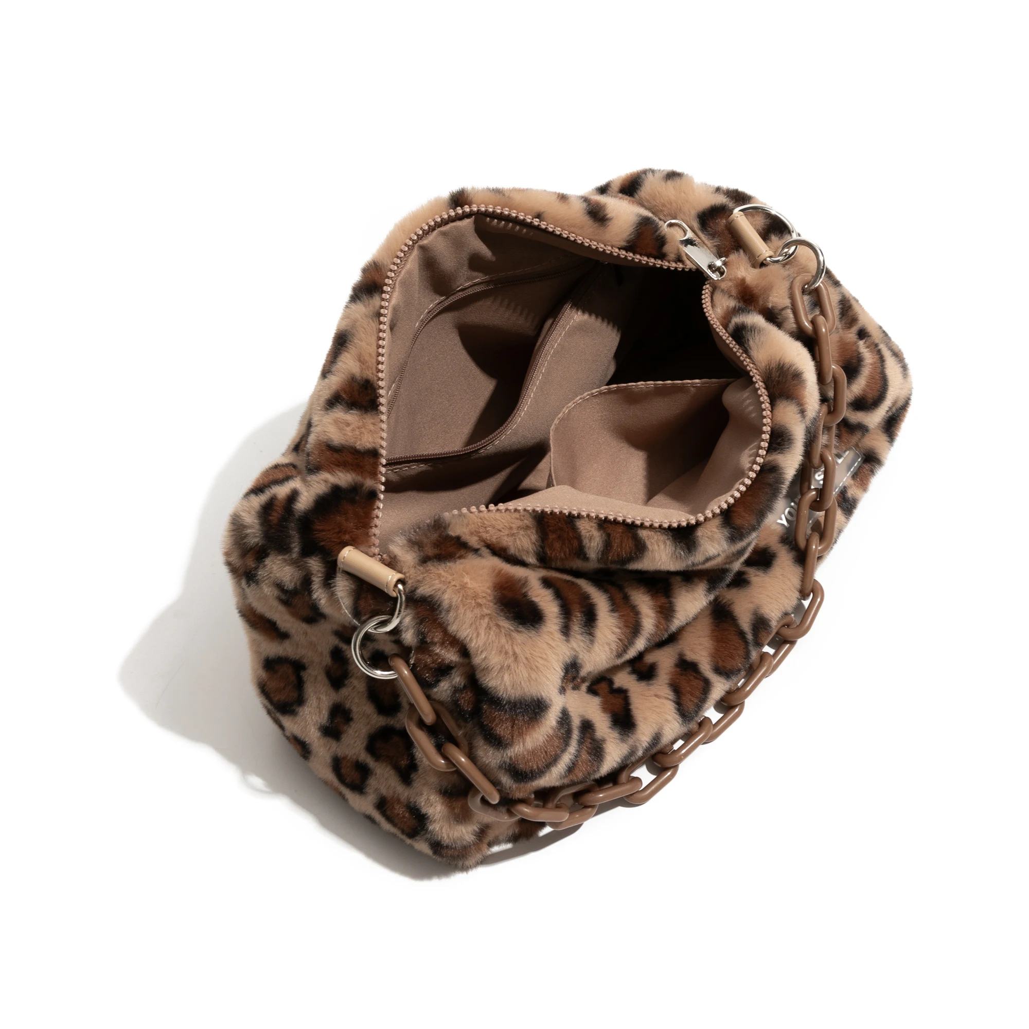 MABULA Ретро леопардовый узор Пушистая сумка через плечо из искусственного меха Y2K