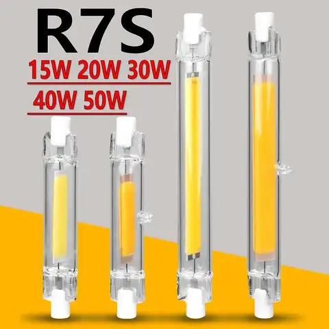 Светодиодная лампа R7S со стеклянной трубкой и монолитным блоком светодиодов, 78 мм, 118 мм, мощная лампа-кукуруза R7S J78 J118, сменная галогенная ла...