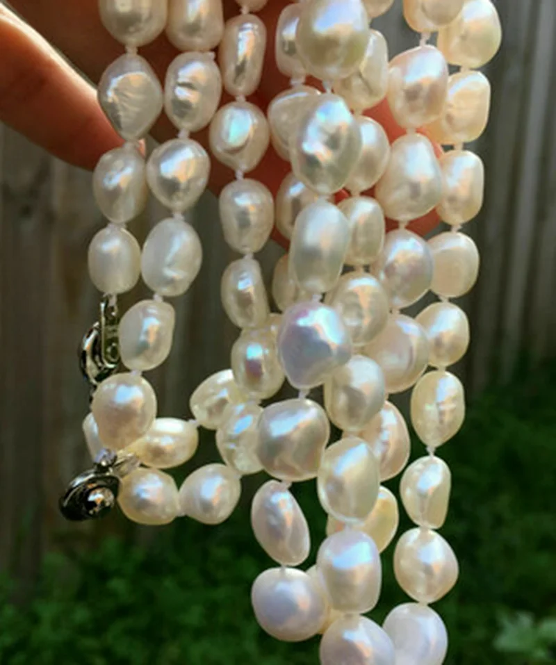 Красивое белое ожерелье из натурального пресноводного жемчуга барокко 8-9 мм 18-25”