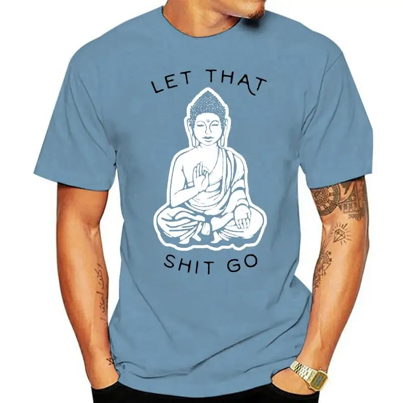 Футболка Let That Sht Go Budhism Черно-белая серая футболка Yoga Budha