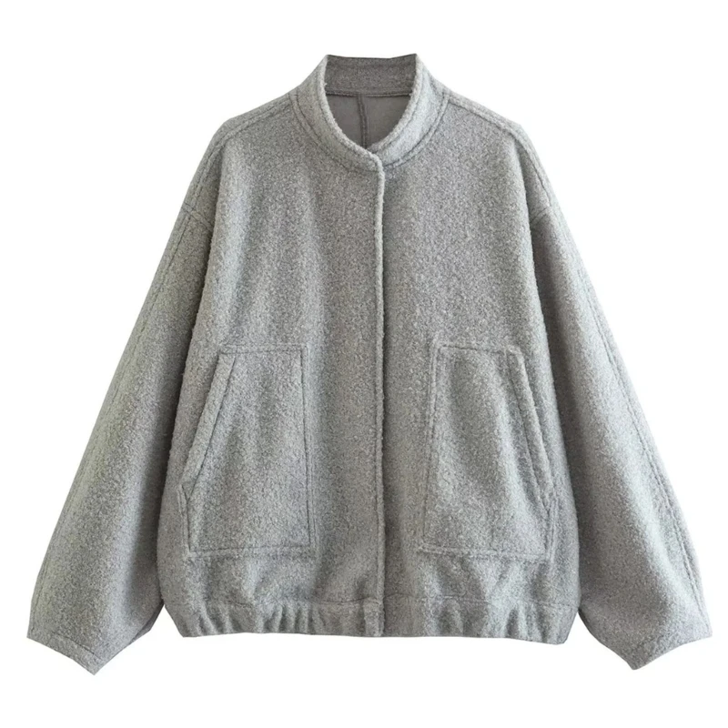 

Women's Oversized Shacket Long Sleeve Button Down Coats Streetwear 57BD