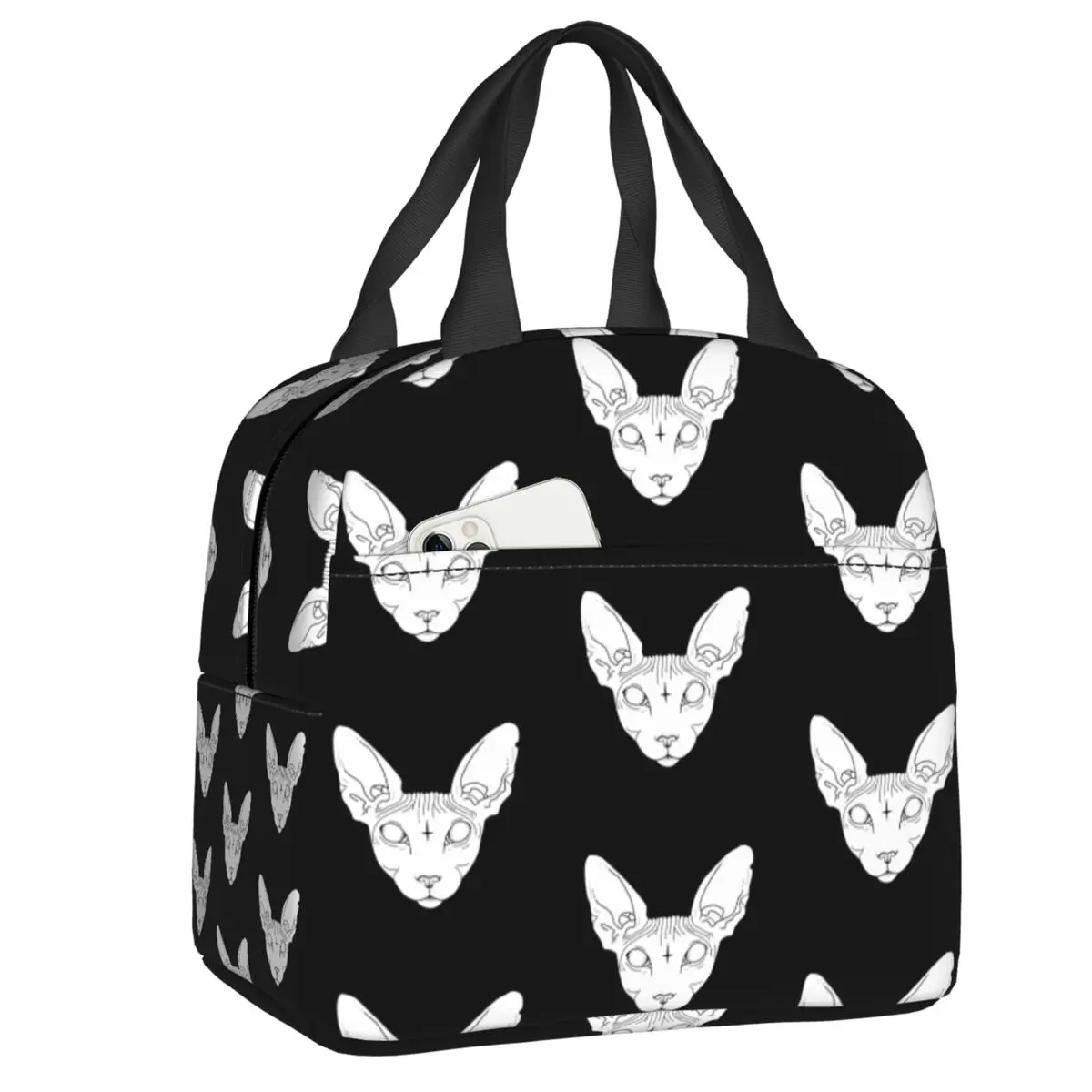 

Сумка для ланча Sphynx с котом на заказ, Женский Термоизолированный Ланч-бокс для студентов, школьный Ланч-бокс