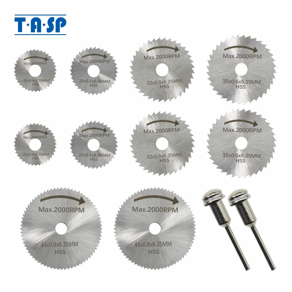 TASP 12pcs Mini Circular Saw Blade Set HSS Cutting Disc Rotary Tool Accessories for Dremel Compatible Wood Plastic Aluminum