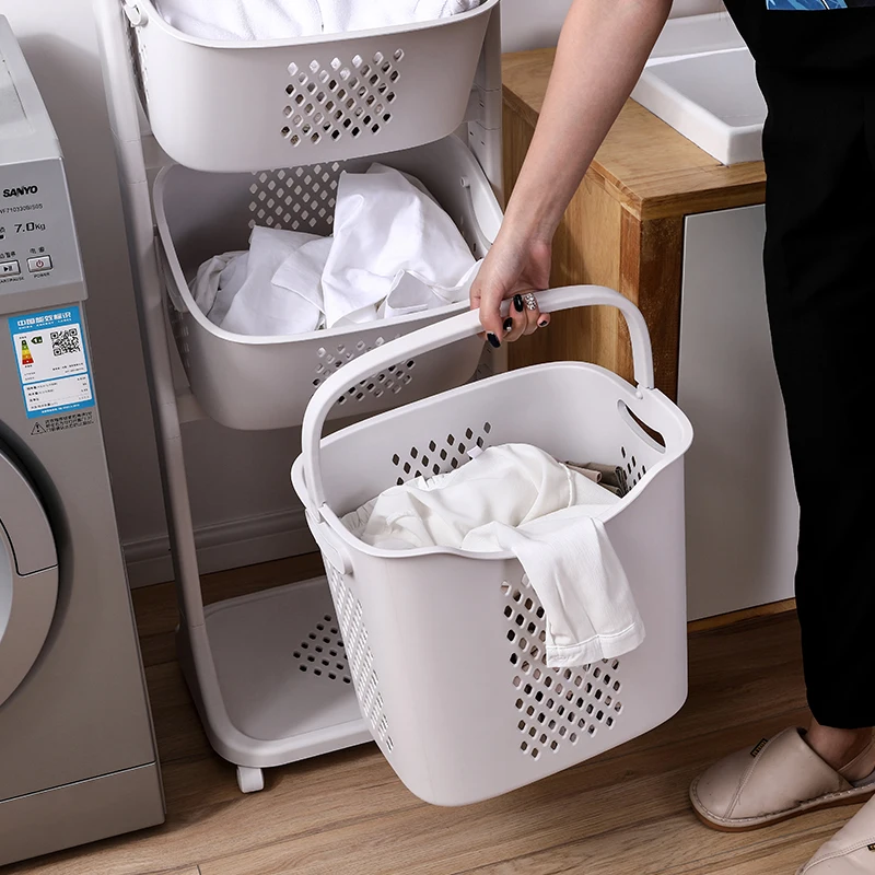 Большая многослойная корзина для хранения грязного белья в домашних условиях, универсальная стойка на колесиках MX10231204